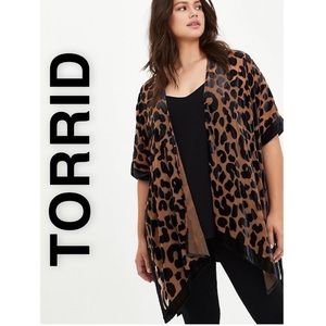 NEW TORRID LEOPARD BURNOUT KIMONO